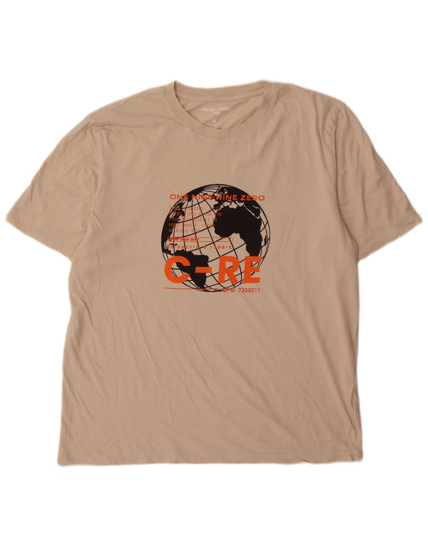 Jack & Jones Hombre Camiseta Gráfica Top XL Beige