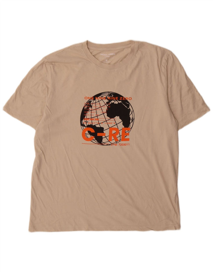 Jack & Jones Hombre Camiseta Gráfica Top XL Beige