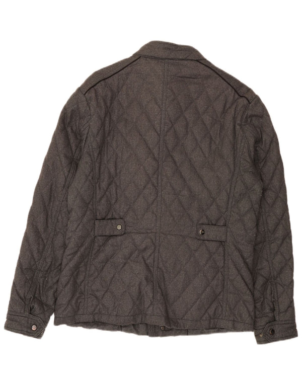 Zara Mens Chaqueta Acolchada UK 40 Grande Poliéster Gris