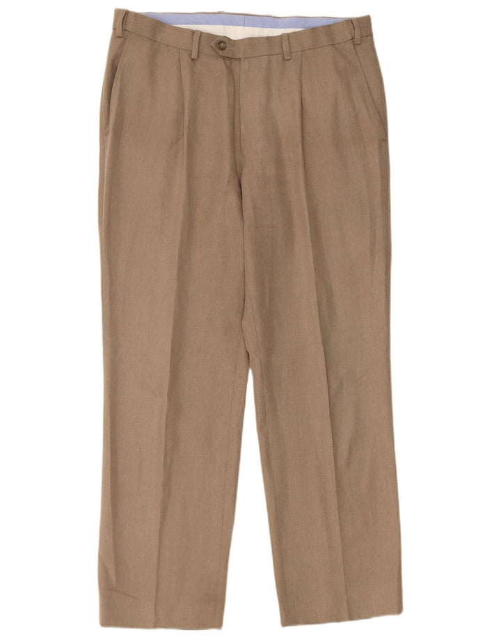 Marks & Spencer Pantalón chino de corte regular para hombre W34 L29 Poliéster beige