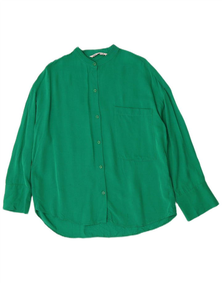 Zara Mujer Camisa Oversize UK 6 XS Viscosa Verde