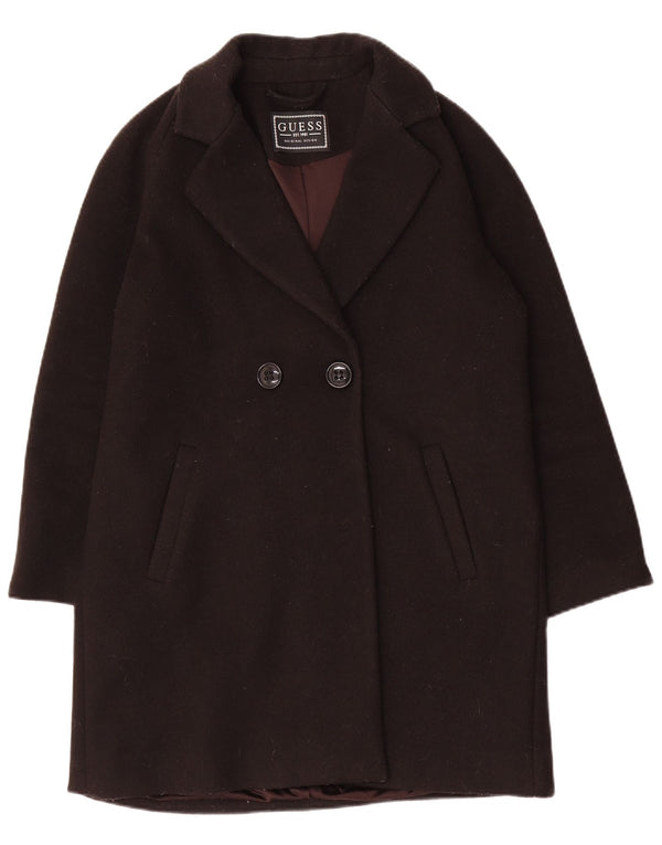 Guess Abrigo extragrande con doble botonadura para mujer UK 10 Small Poliéster negro