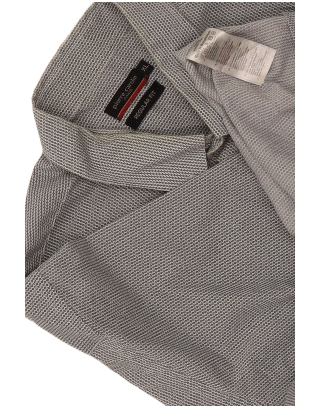 Pierre Cardin Camisa de manga corta para hombre de ajuste regular XL Gris Chevron Poliéster