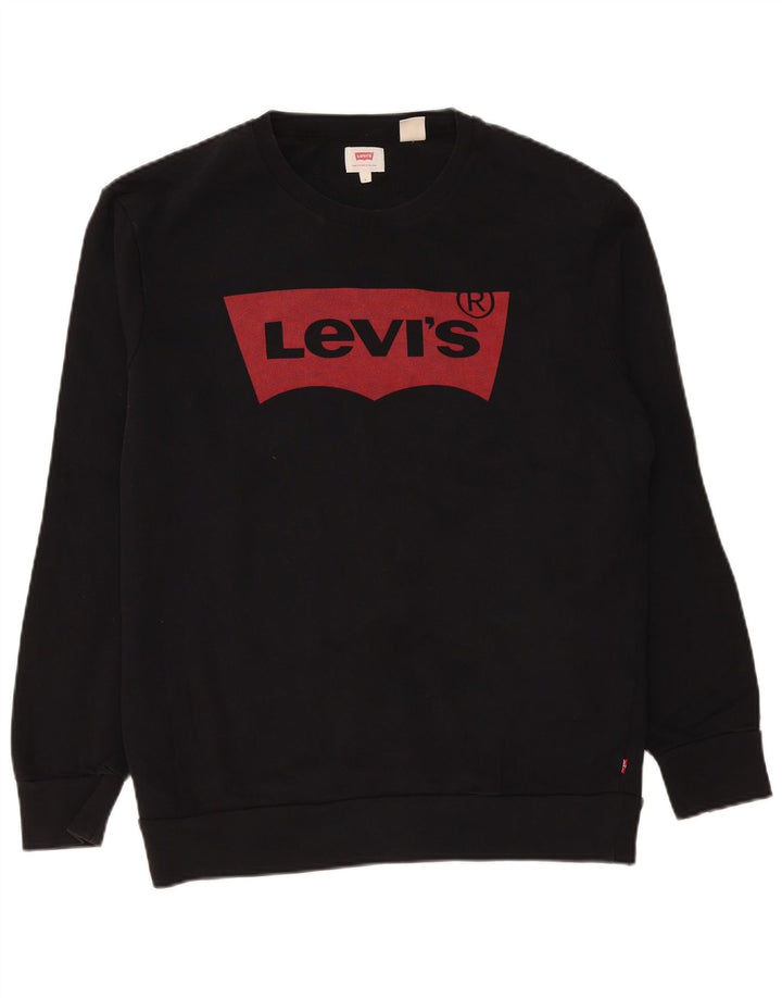 Levi's Hombre Sudadera Gráfica Jumper Grande Algodón Negro