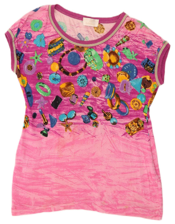 Vintage Womens Graphic T-Shirt Top IT 44 Medium Pink Cotton