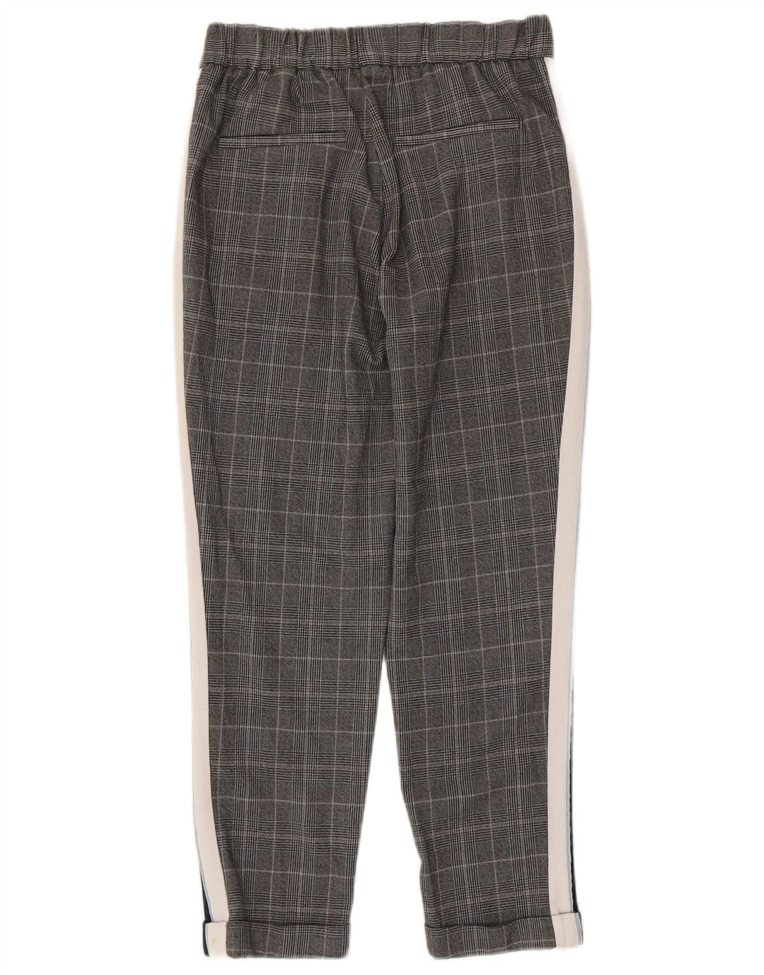 Zara Mujer Pantalones Casuales Slim Small W26 L24 Poliéster A Cuadros Gris