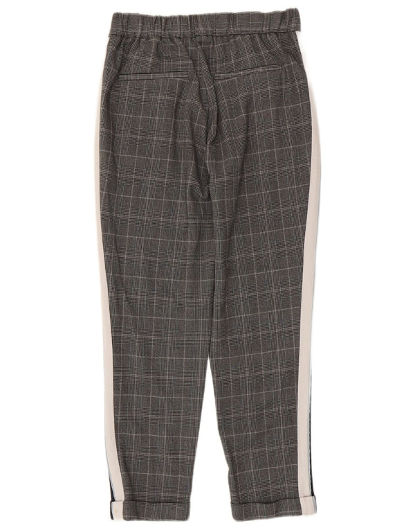 Zara Womens Slim Casual Trousers Small W26 L24 Grey Check Polyester