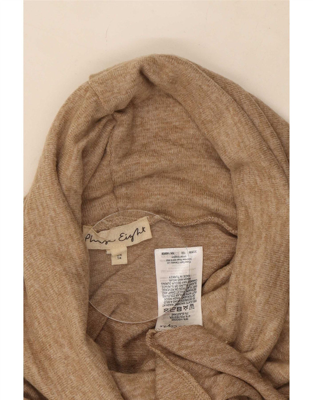 Phase Eight Suéter tipo jersey con cuello vuelto para mujer UK 44 Viscosa beige grande