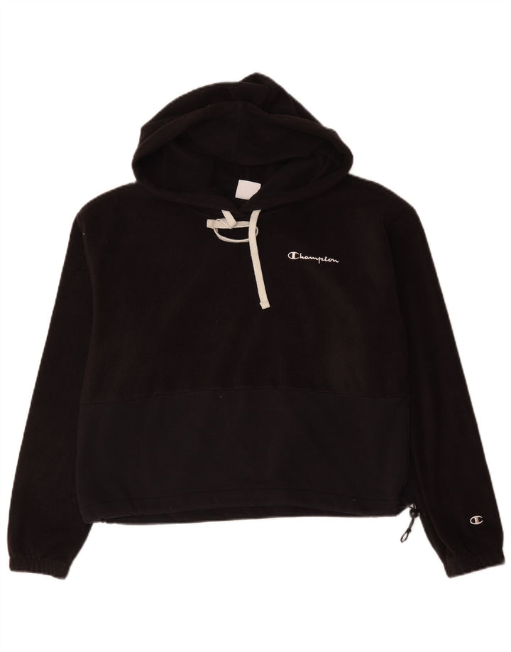 Champion Jersey de forro polar con capucha para mujer UK 44 Mediano Poliéster negro