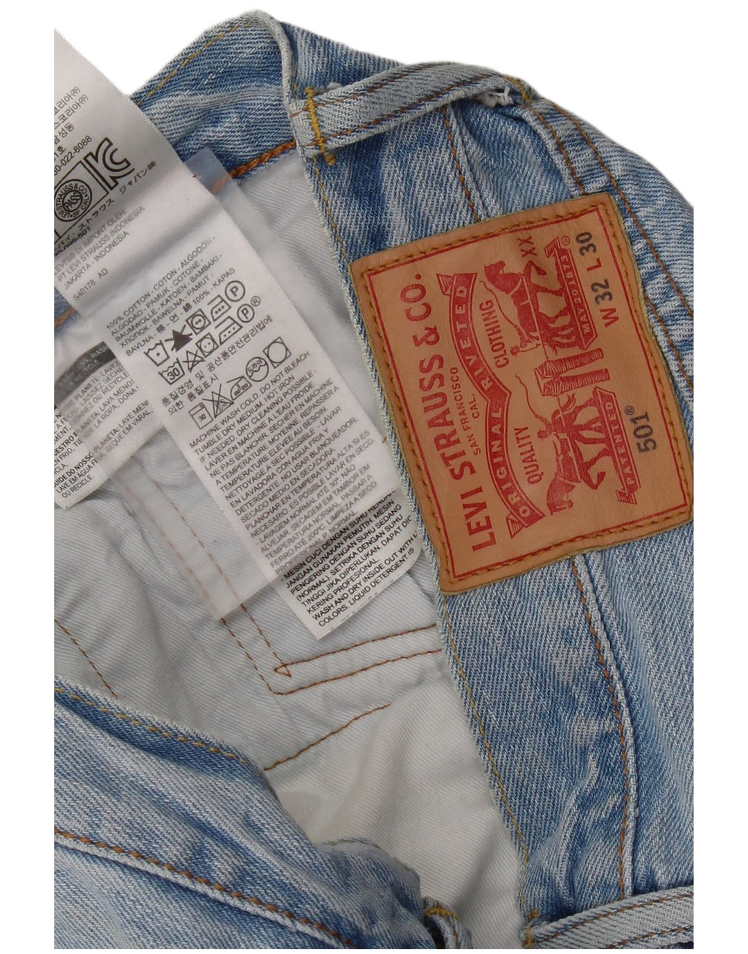 Levi's Hombre 501 Vaqueros Rectos W32 L30 Algodón Azul