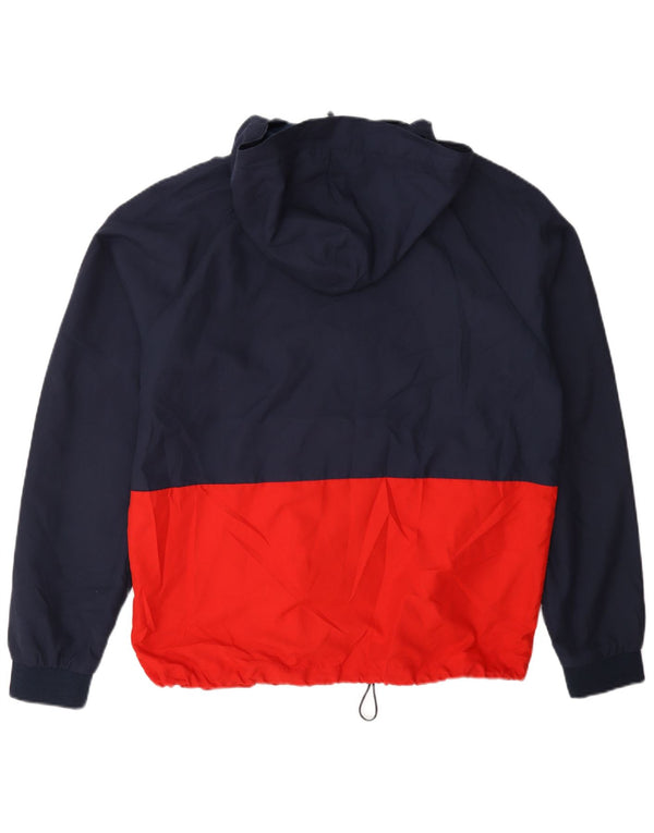 Fila Mens Graphic Hooded Tracksuit Top Jacket Medium Navy Blue Colourblock