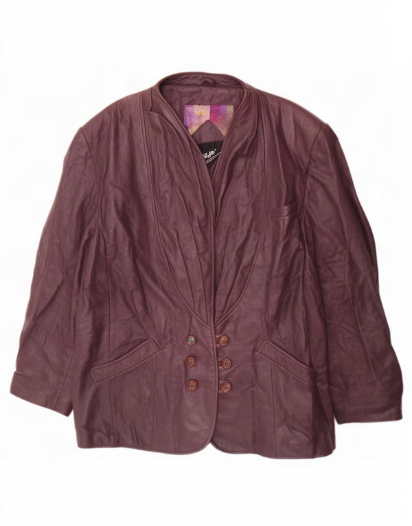 Cruse Chaqueta Blazer de Cuero con Doble Botonadura para Mujer EU 42 Grande Púrpura