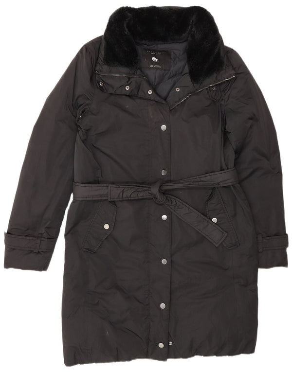 Zara Mujer Abrigo Acolchado UK 44 Medio Negro Colorblock Poliéster