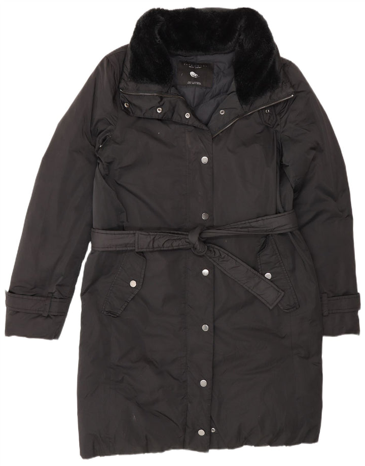 Zara Mujer Abrigo Acolchado UK 44 Medio Negro Colorblock Poliéster