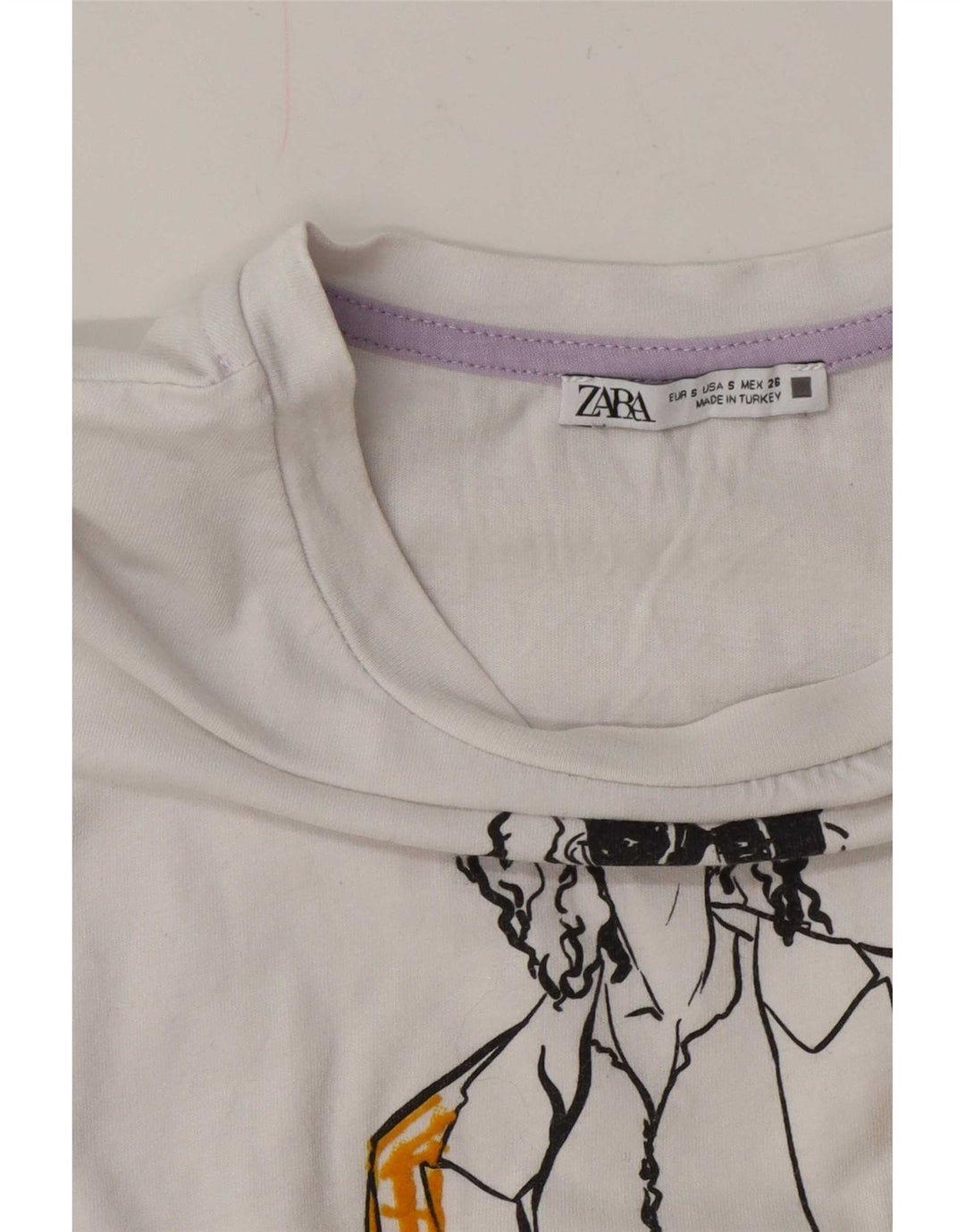 Zara Mujer Camiseta Gráfica Extragrande Top UK 10 Small Blanco