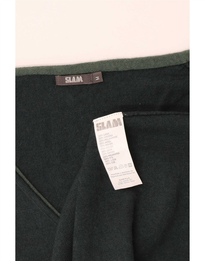 Slam Jersey con cuello en V para mujer UK 12 Lana verde medio