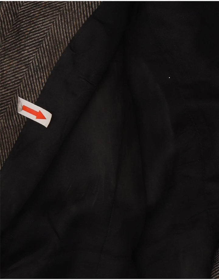 Zara Mujer Chaqueta Blazer De Doble Botonadura UK 10 Small Grey Herringbone