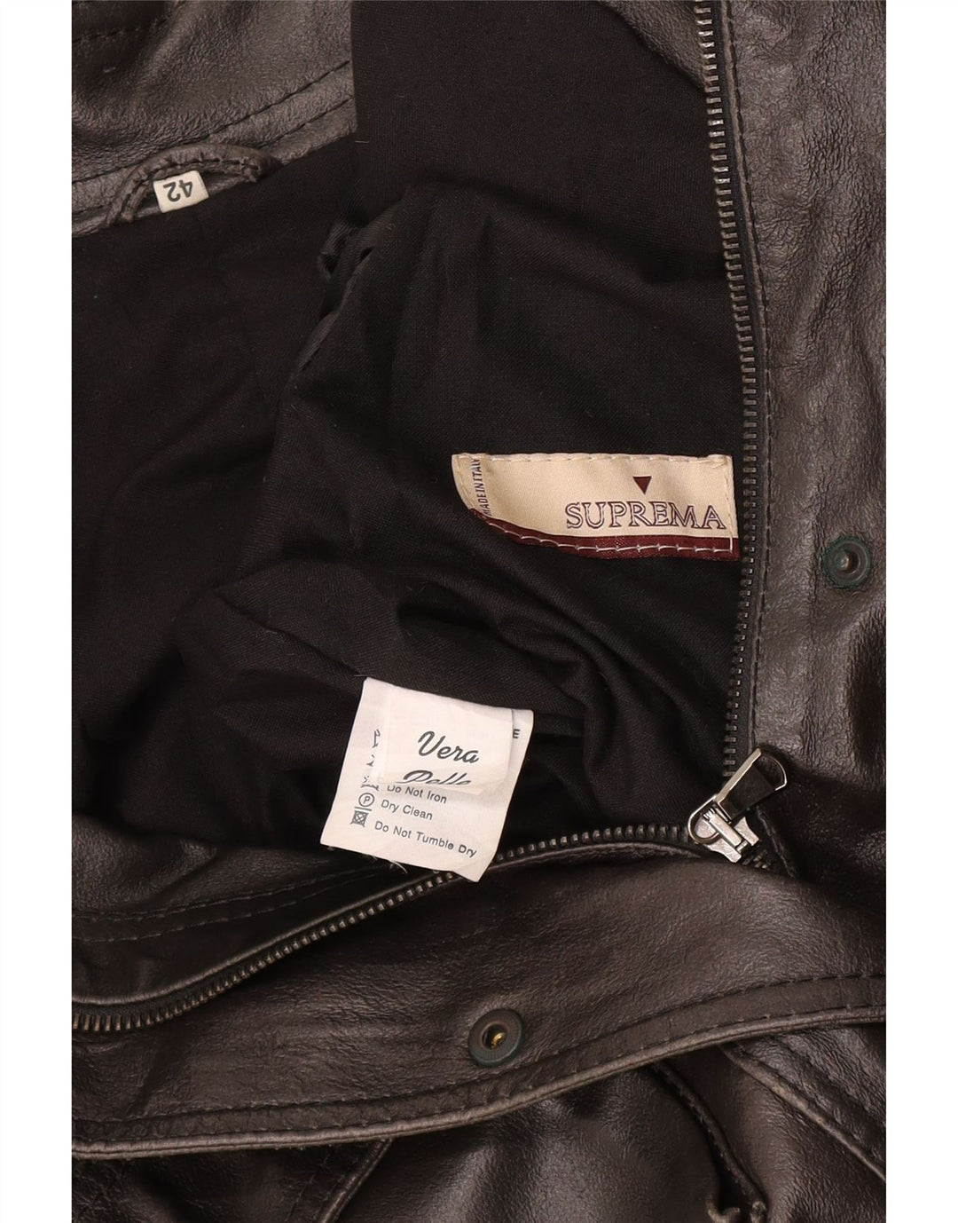 Suprema Chaqueta De Cuero Mujer IT 42 Mediana Cuero Negro