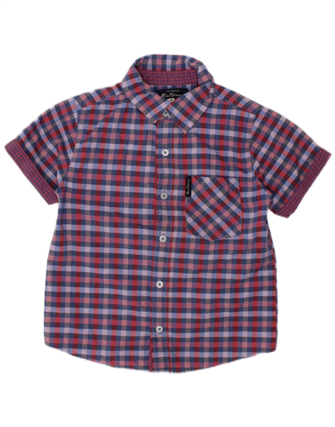 BEN SHERMAN Camisa Manga Corta Niño 3-4 Años Cuadros Multicolor