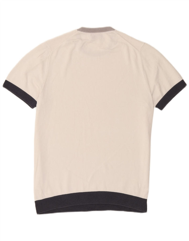 Massimo Dutti Jersey De Cuello Redondo Hombre Large Blanco Colorblock