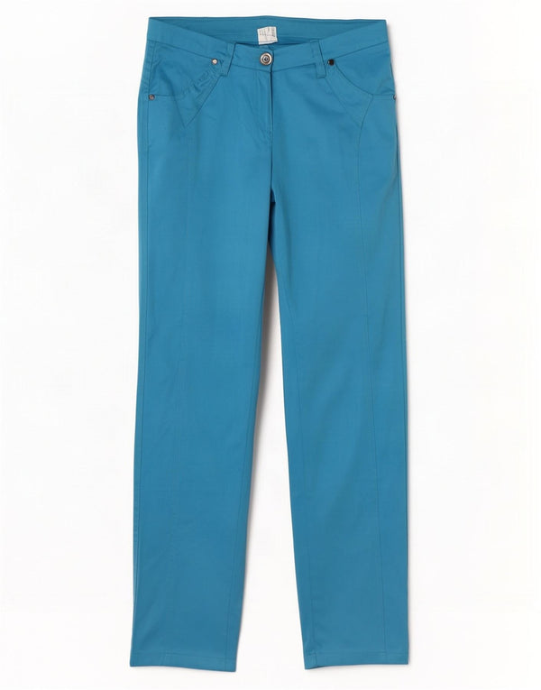 Pantalón casual vintage ajustado para mujer W28 L30 Poliéster azul