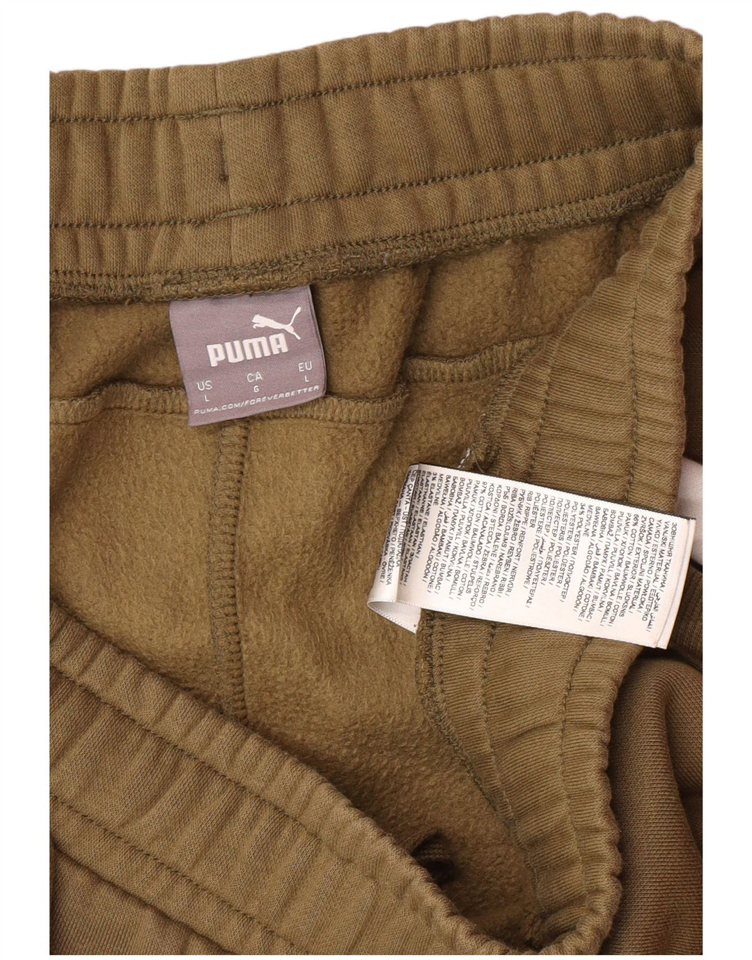 PUMA Pantalones de chándal para hombre Joggers Large Khaki Colourblock Cotton