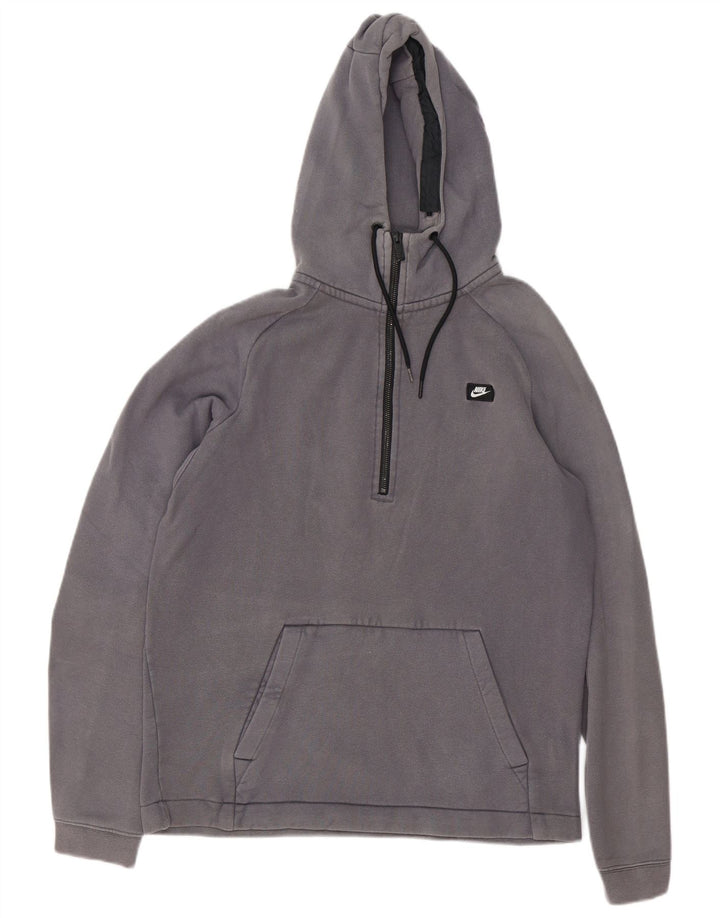 Jersey con capucha y cuello con cremallera para hombre Nike de algodón gris medio