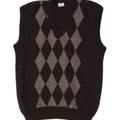 Vintage hombres chaleco tanque top pequeño negro Argyle/Diamond
