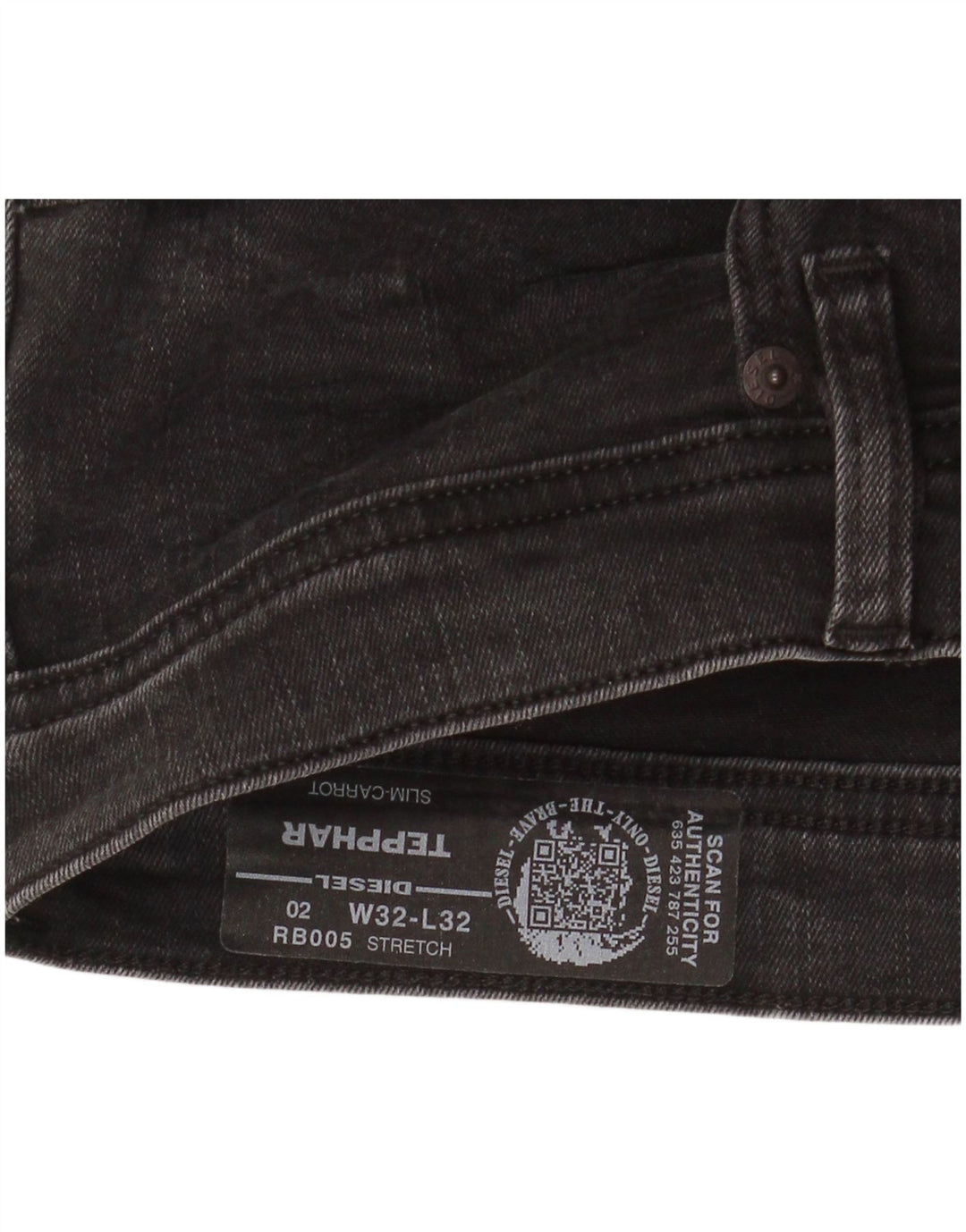 Diesel Hombre Tepphar Carrot Slim Jeans W32 L32 Negro