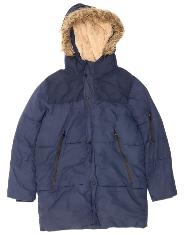 Zara Abrigo acolchado sherpa con capucha para niño 13-14 años Azul