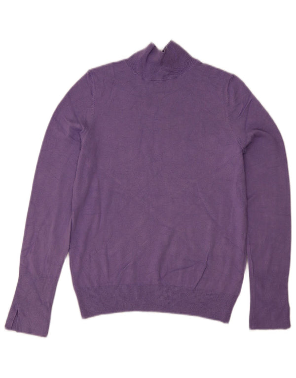 Zara Mujer Cuello Alto Jersey Jersey UK 10 Small Púrpura