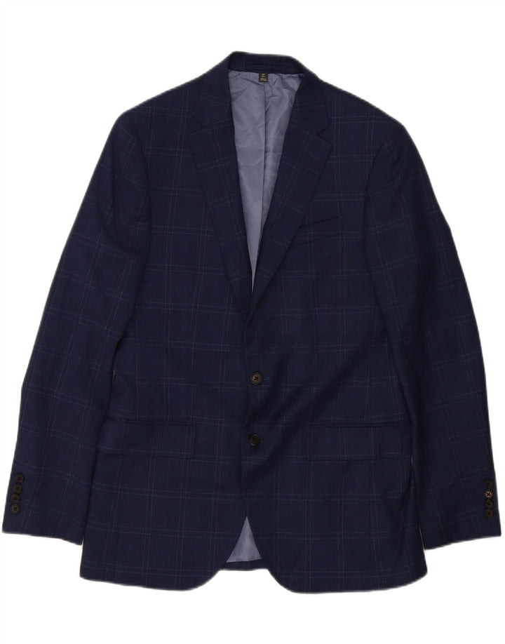 MARKS & SPENCER Chaqueta tipo blazer de 2 botones para hombre UK 40 Medium Navy Blue Check