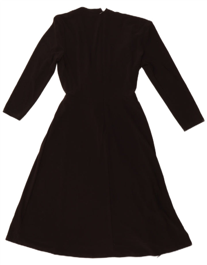 RALPH LAUREN Vestido cruzado de manga 3/4 para mujer US 0 XS Poliéster a rayas negras