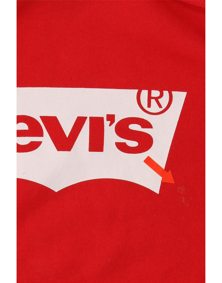 LEVI'S Womens Graphic Hoodie Jumper UK 14 Medium Red Cotton Vintage Levi's and Second-Hand Levi's from Messina Hembry 