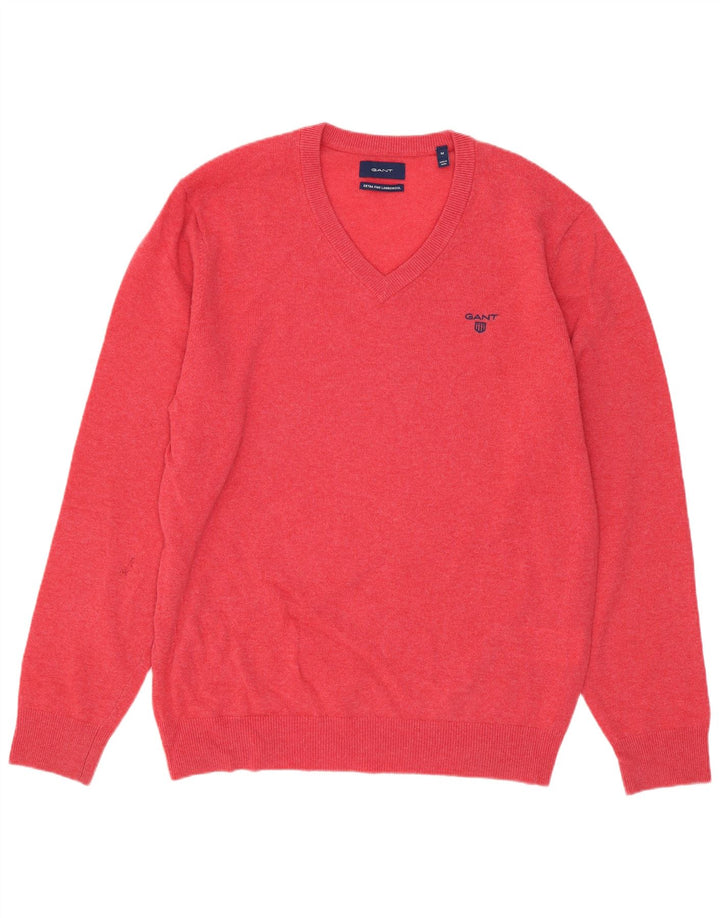 Gant Jersey Con Cuello En V De Lana De Cordero Rosa Medio |