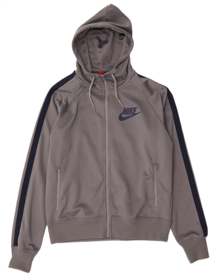 Sudadera con capucha y cremallera para hombre Nike Poliéster color block gris medio