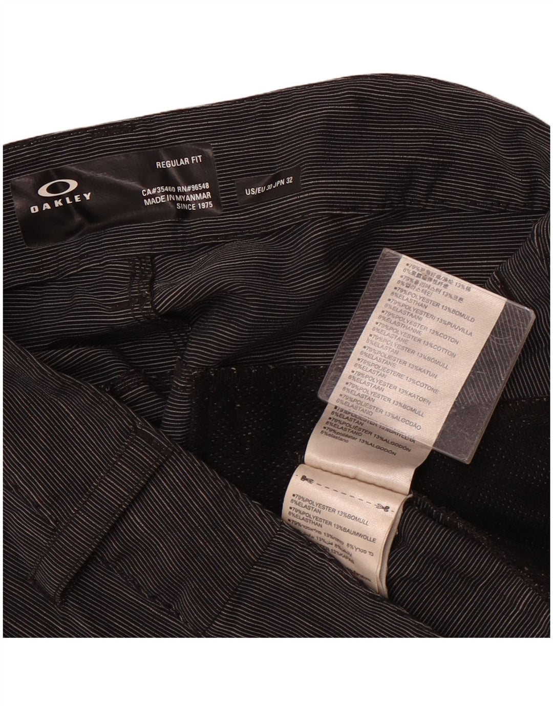 Oakley Pantalones cortos chinos de corte regular para hombre W30 deportivo gris medio a rayas