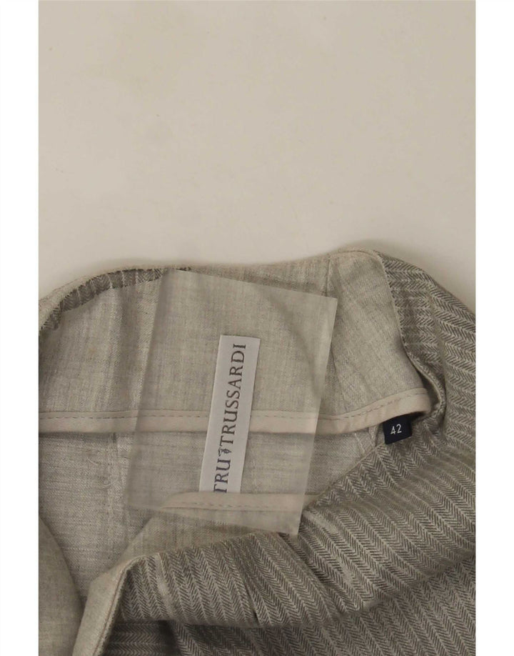 Minifalda plisada Trussardi para mujer IT 42 Medium W28 Grey Herringbone