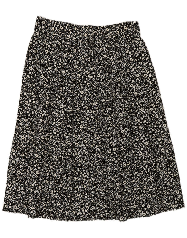 St Michael Falda Acampanada para Mujer UK 40 Grande W30 Poliéster Floral Negro