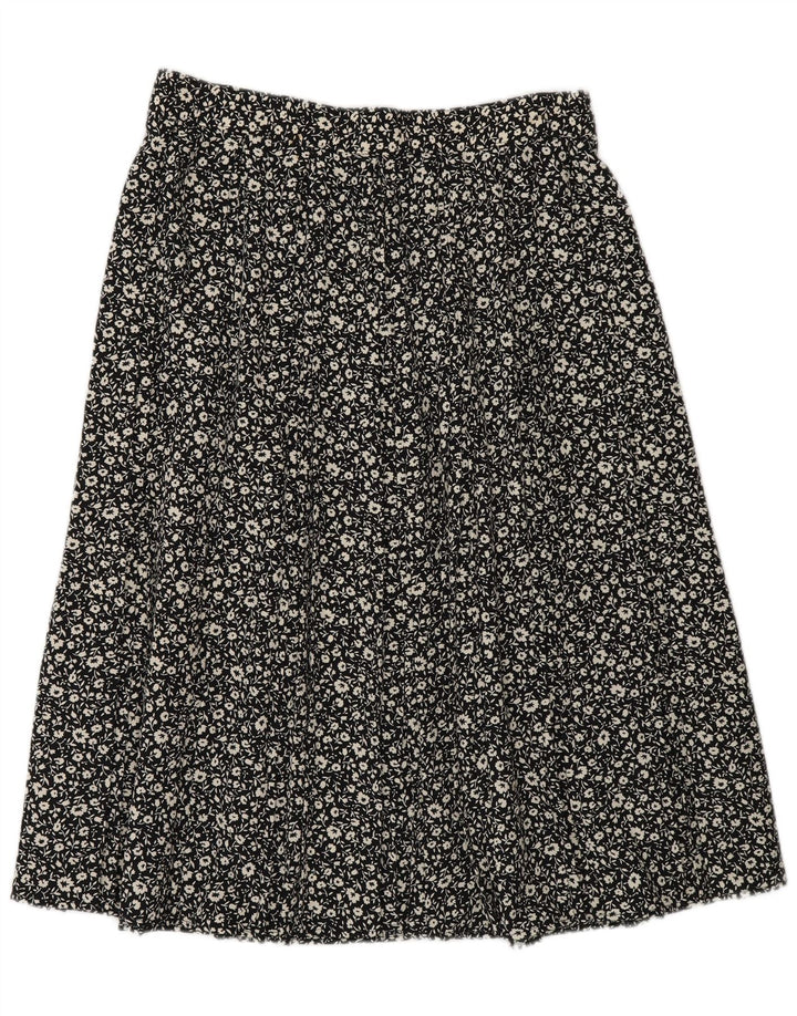 St Michael Falda Acampanada para Mujer UK 40 Grande W30 Poliéster Floral Negro