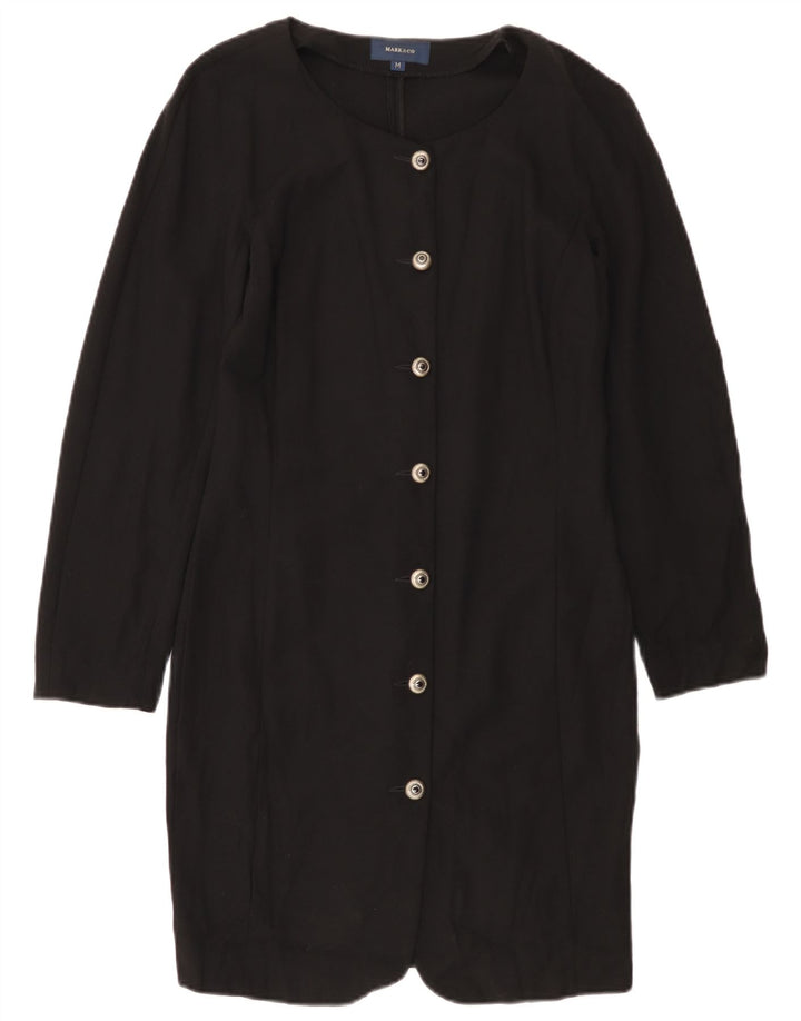 Vintage mujer camisa vestido Reino Unido 12 medio negro