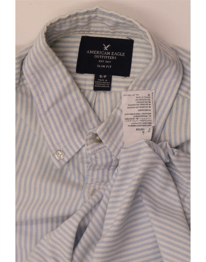 American Eagle Camisa Slim Fit De Algodón A Rayas Azul Pequeño Para Hombre