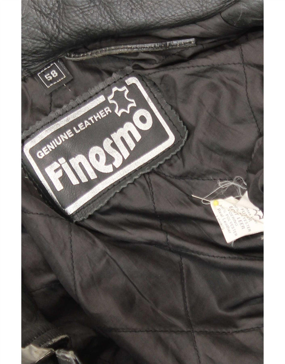Vintage hombres cuero biker chaqueta grande cuero negro