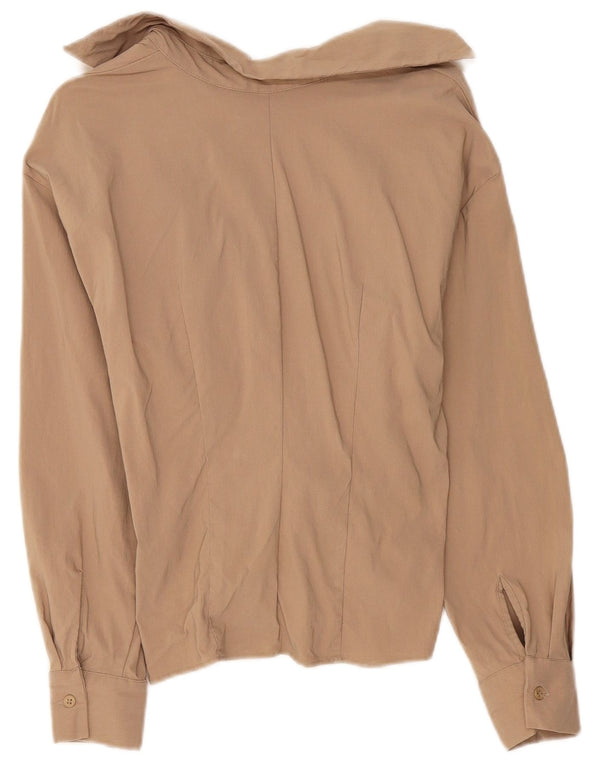 Zara Mujer Blusa Manga Larga Top UK 6 XS Viscosa Beige