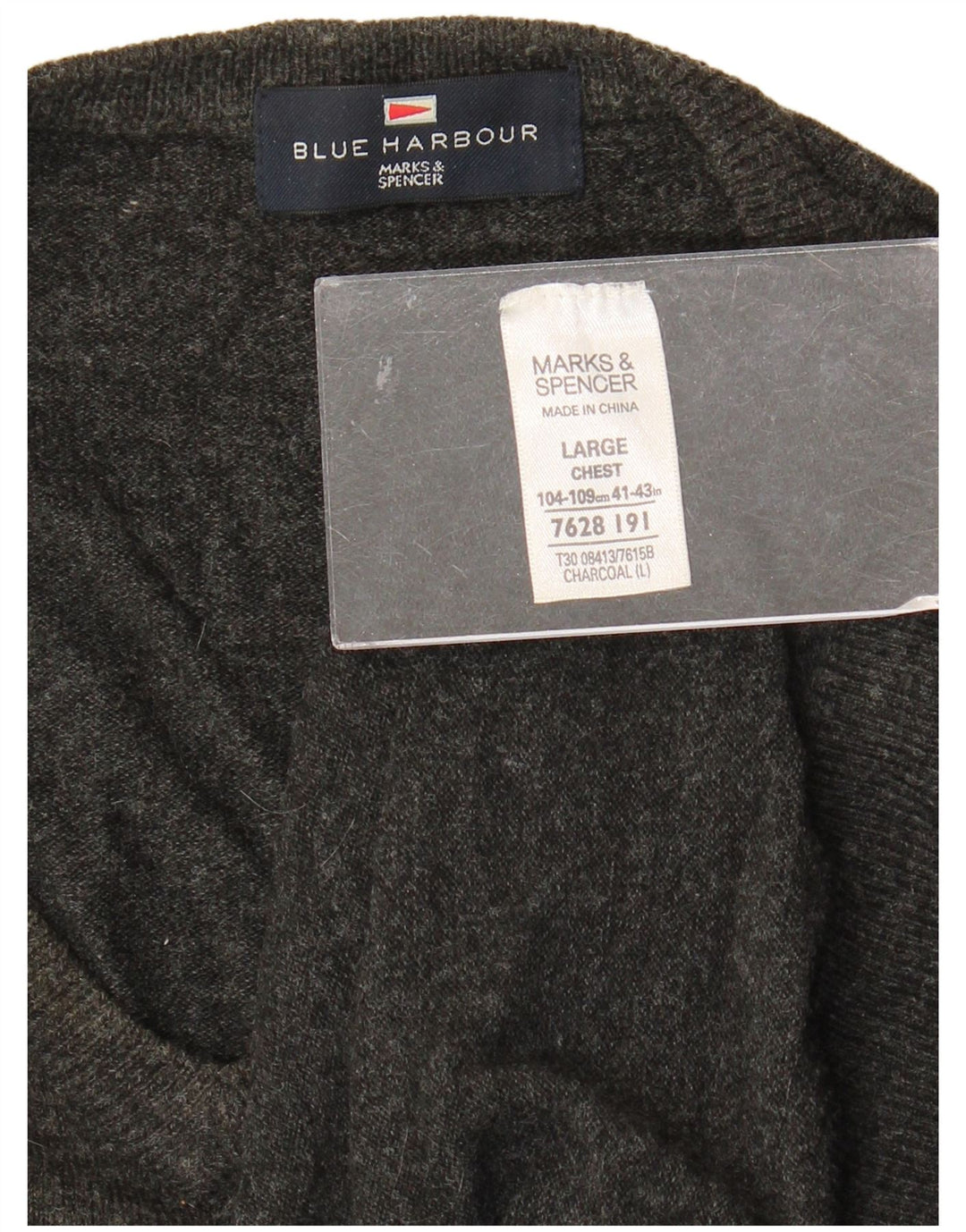 Marks & Spencer Jersey para Hombre con Cuello en V Blue Harbor Acrílico Gris Grande