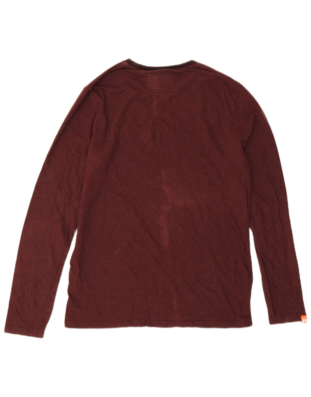 Superdry Hombre Top Manga Larga Grande Algodón Borgoña