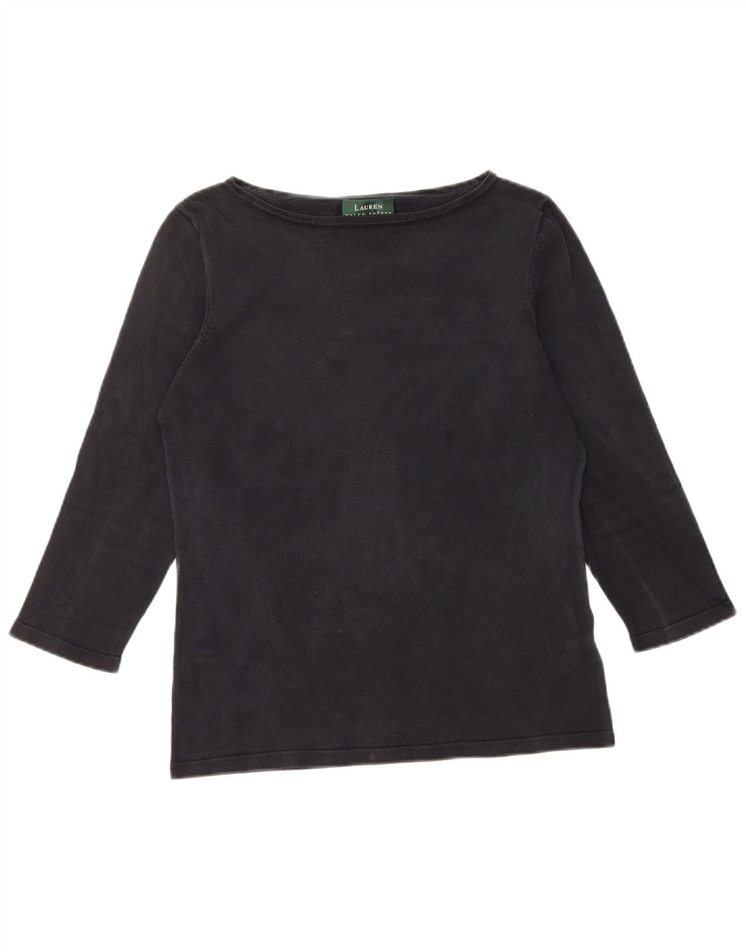 RALPH LAUREN Blusa de manga 3/4 para mujer Top UK 10 Small Black Silk