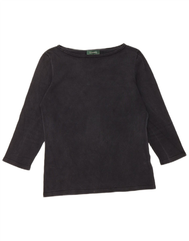 RALPH LAUREN Blusa de manga 3/4 para mujer Top UK 10 Small Black Silk