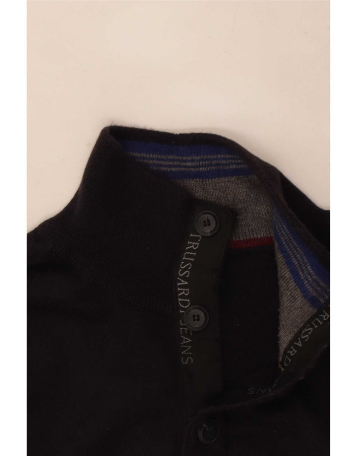 Jersey Hombre Trussardi Jeans Cuello Con Botones Medio Azul Marino