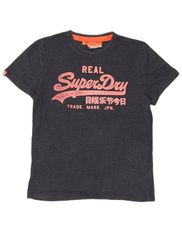 SUPERDRY Camiseta gráfica para hombre Top grande de algodón azul marino